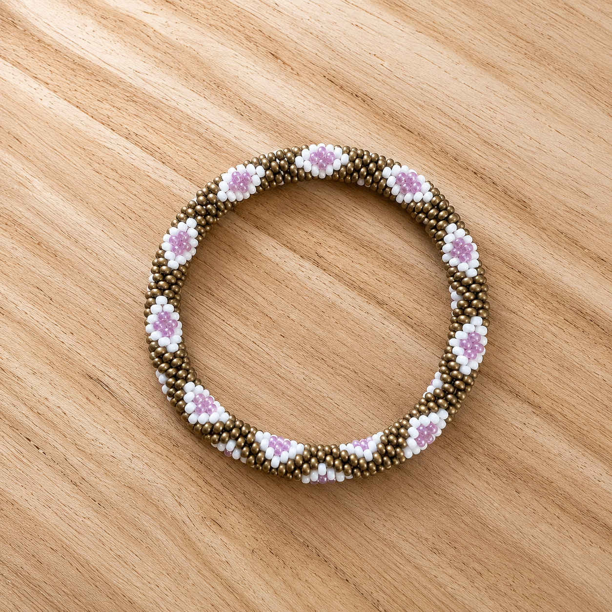 Bracelet népalais – Trésors de Ava mauve pastel