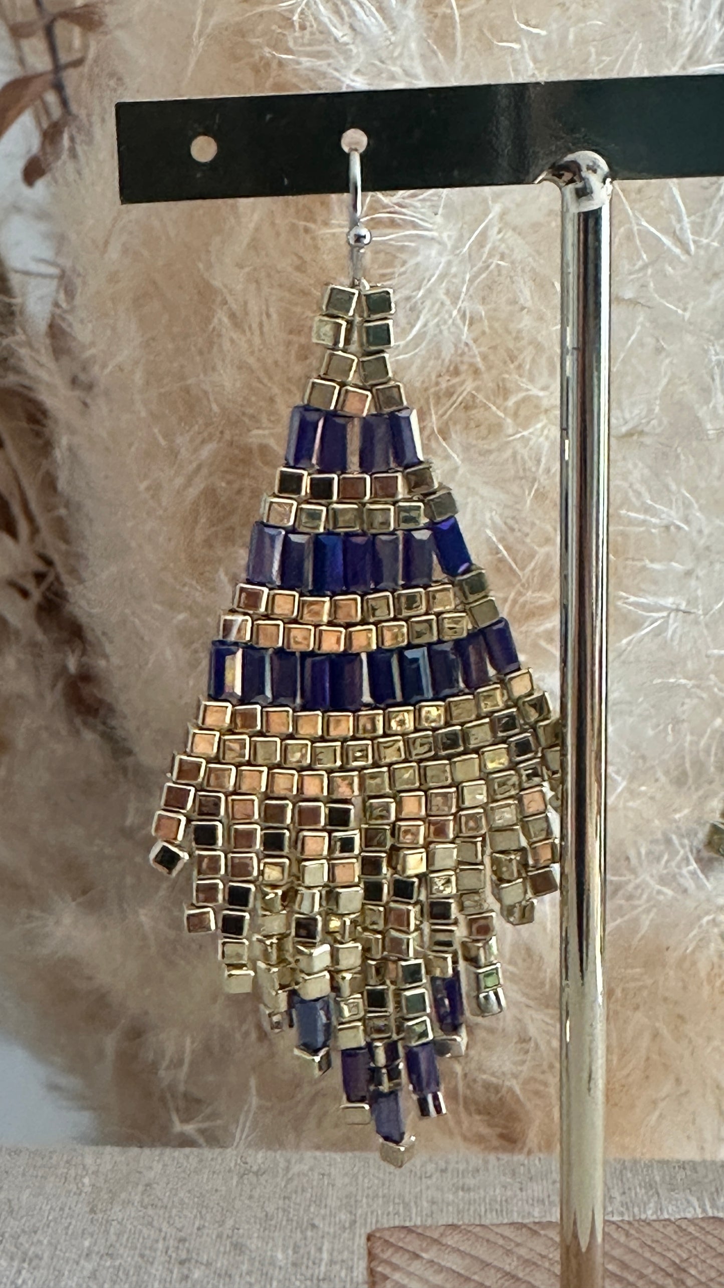 Boucles d'oreilles indiennes PERLAIA dorées et bleues