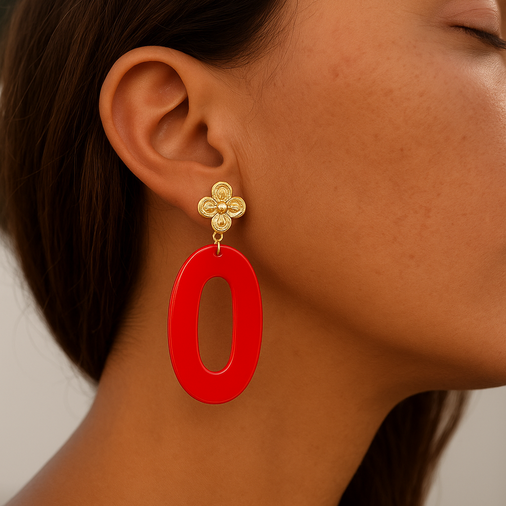 Paulette gold rouge- Boucles d’oreilles – Collection Française