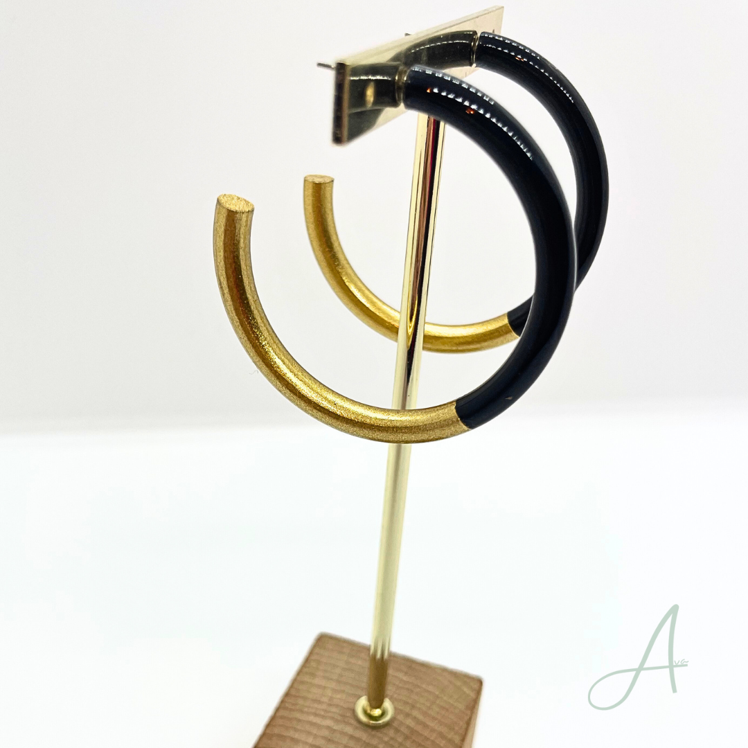 Créoles en corne naturelle vietnamiennes Noires et Or