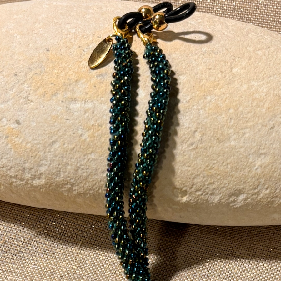 Cordon à lunettes – tissage artisanal du Népal vert intemporel