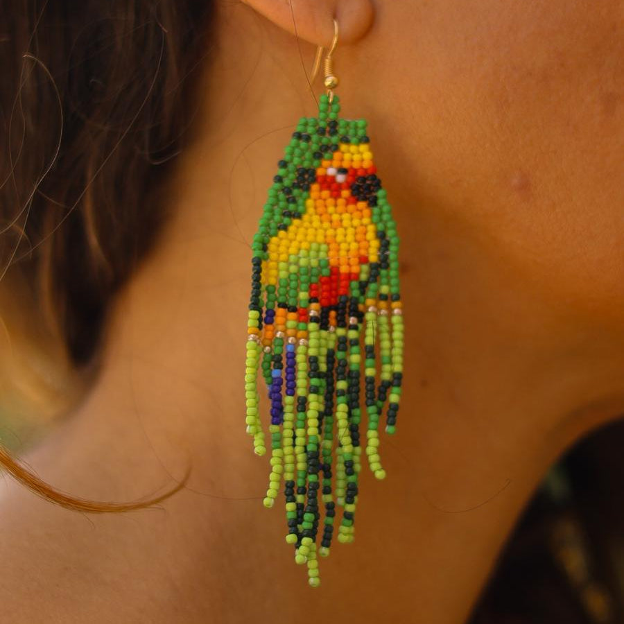 Boucles d'oreilles indiennes ANAYA style amérindien perroquet