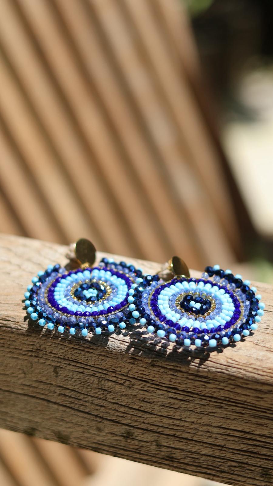 Boucles d'oreilles DEVI bleues