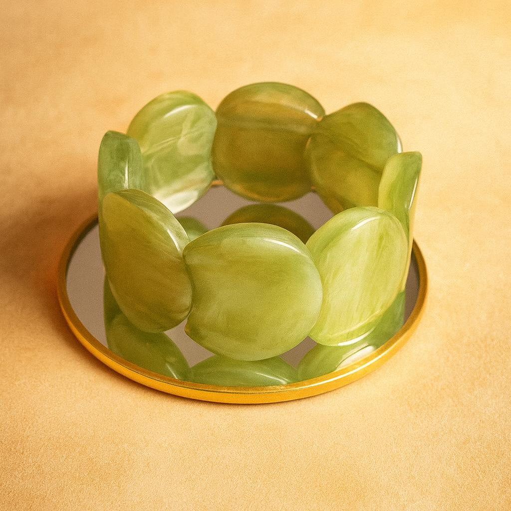 Bracelet élastique Moon vert jade