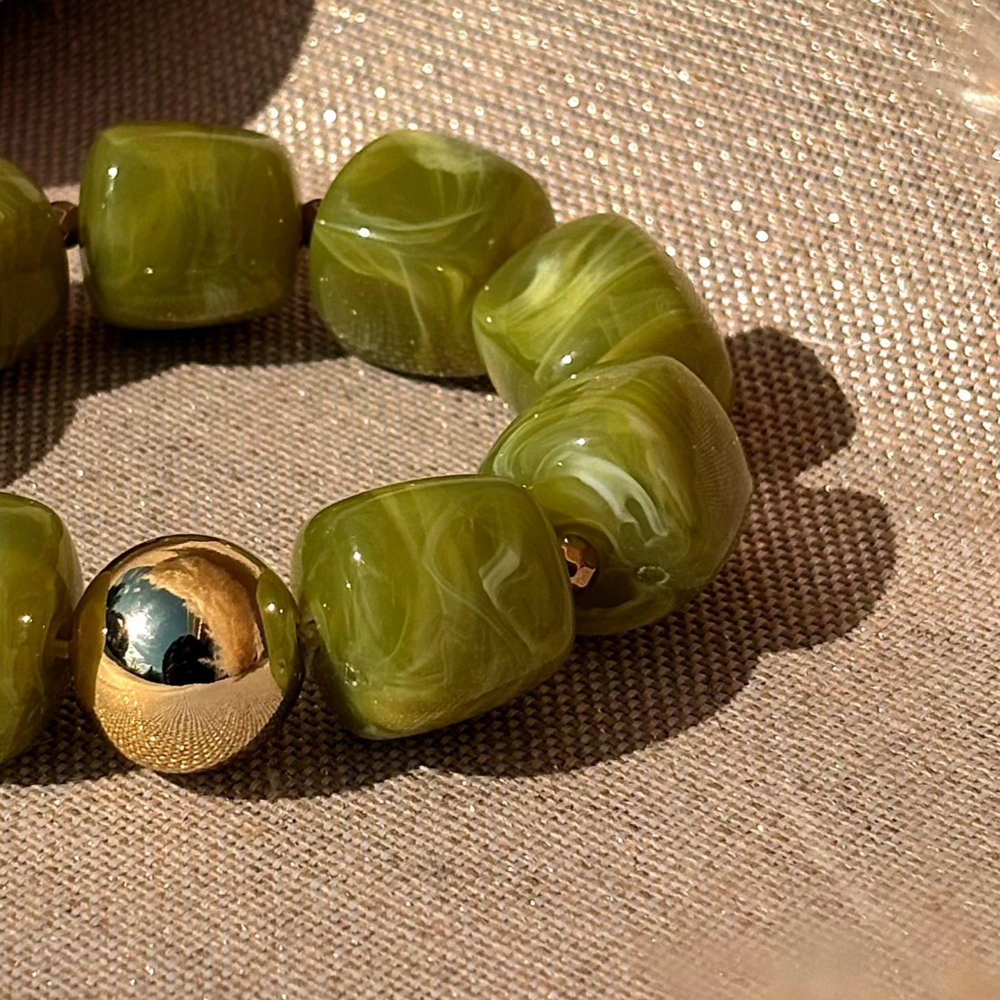 Bracelet élastique Ice gold Vert clair