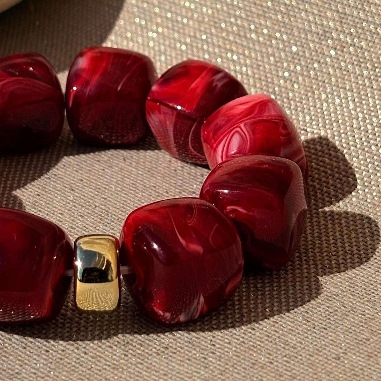 Bracelet élastique Ice gold Rouge clair