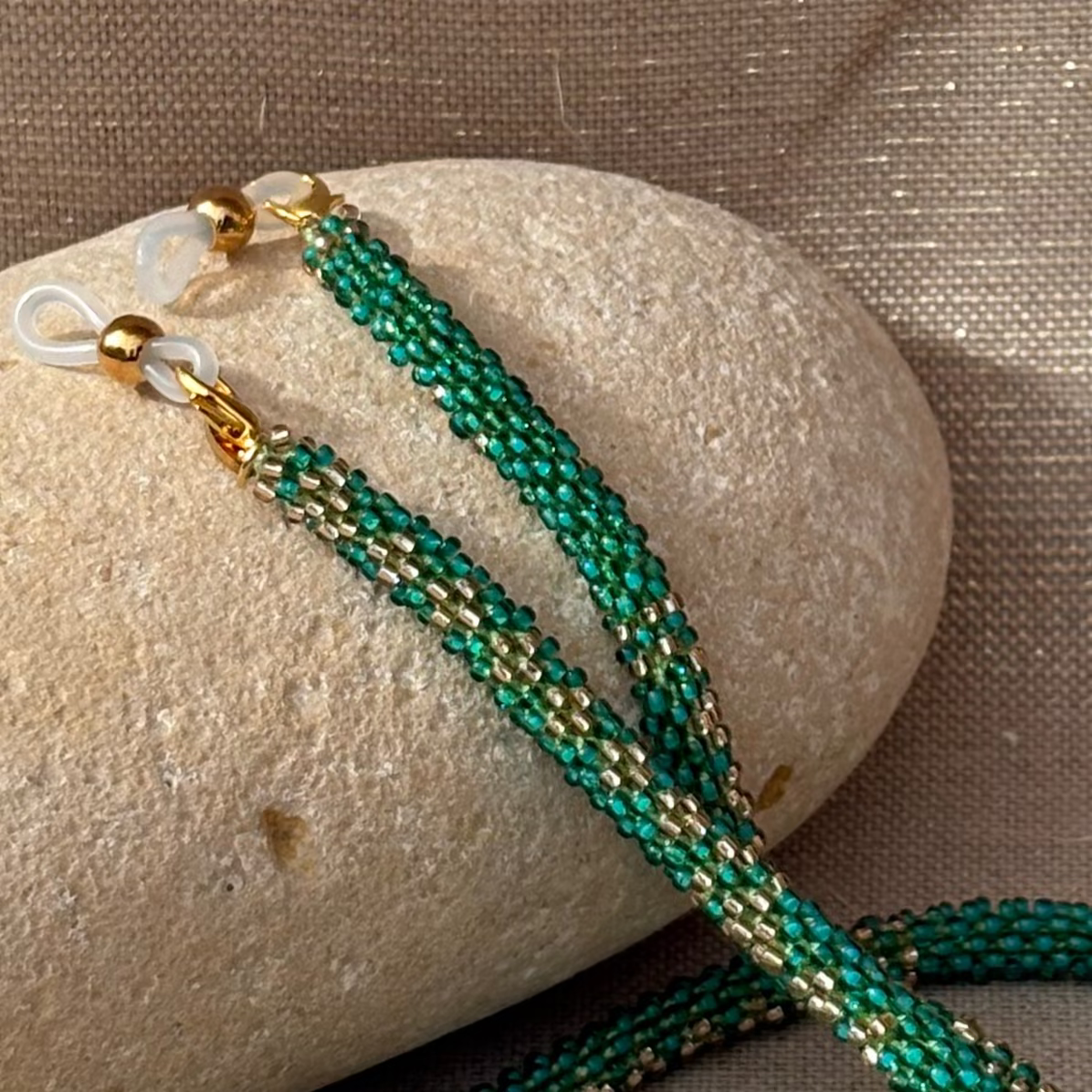 Cordon à lunettes – tissage artisanal du Népal Vert