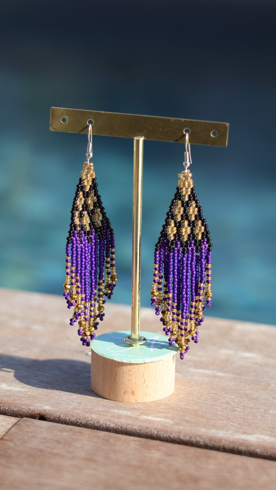 Boucles d'oreilles indiennes AMARA violettes et dorées