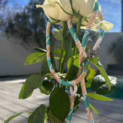 Cordon de Téléphone en Perles de verre – unique, tendance et  responsable  #A30 Turquoise, champagne rosé et blanc
