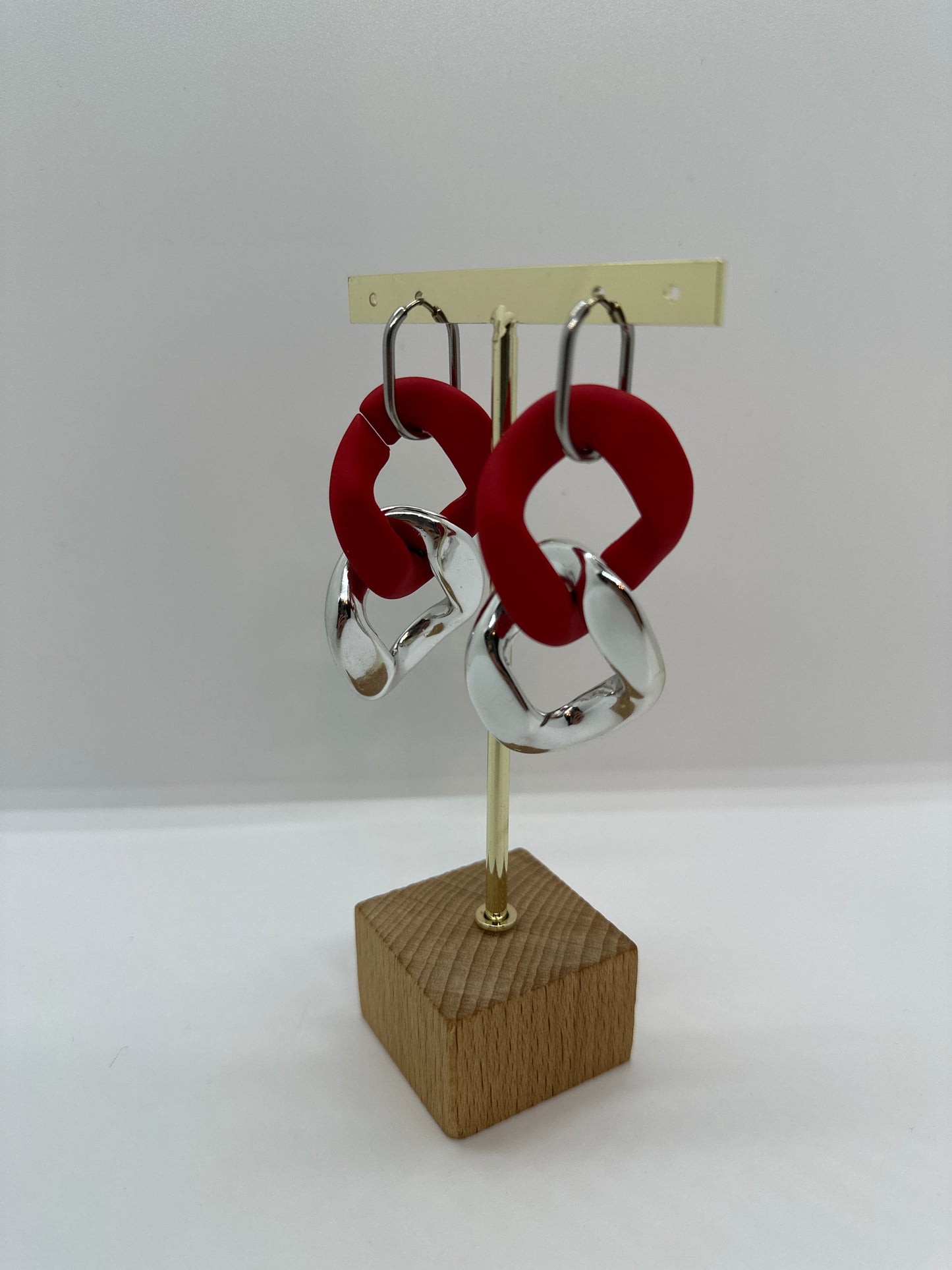 Boucles d'oreilles maillon XL Rouge