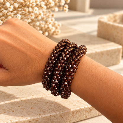 Bracelet élastique en perles de verre –  marron transparent  | Trésors de Ava