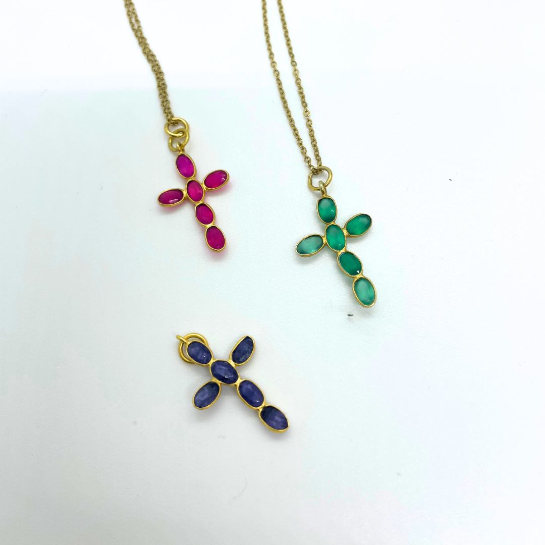 Collier Croix Colorée