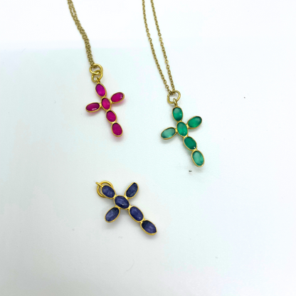 Collier Croix Colorée