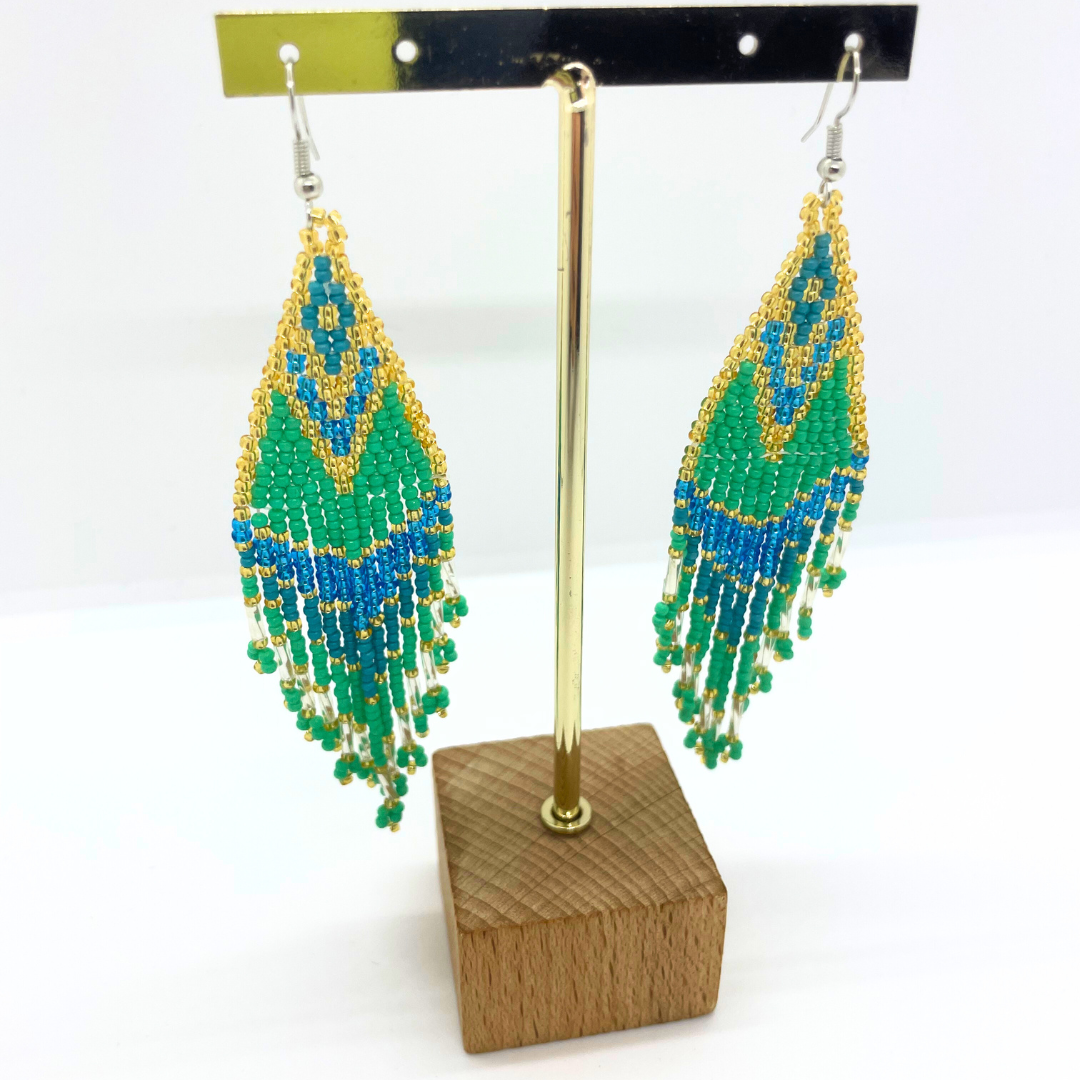 Boucles d'oreilles indiennes ANAYA vertes et dorées