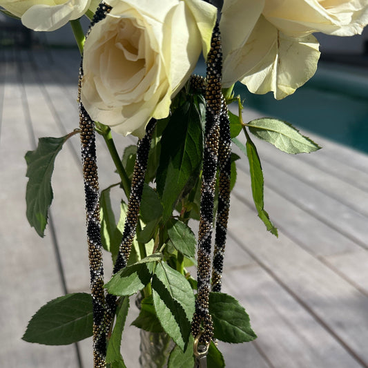 Cordon de Téléphone en Perles de verre – unique, tendance et  responsable  #A38 bronze, transparent et noir