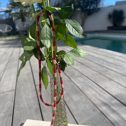 Cordon de Téléphone en Perles de verre – unique, tendance et  responsable  #A35 rose mate rouge et laiton