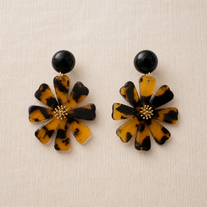 Dalhia – Boucles d’oreilles fleurs en acétate - 3 coloris naturels