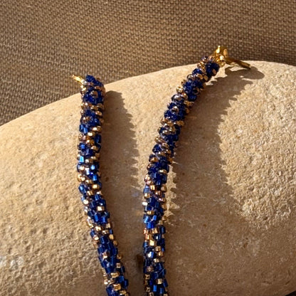 Cordon à lunettes – tissage artisanal du Népal bleu 01