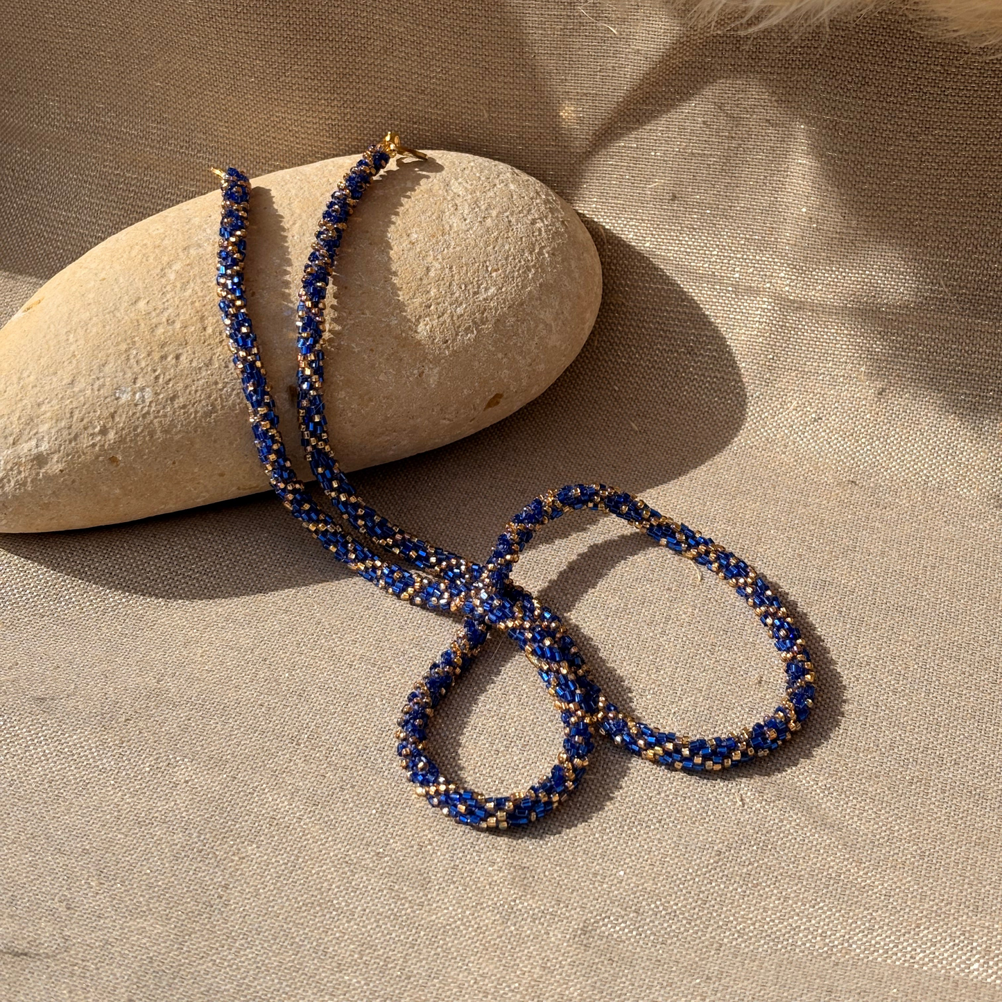 Cordon à lunettes – tissage artisanal du Népal bleu 01