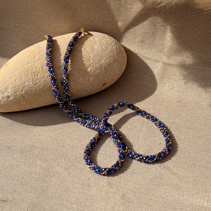 Cordon à lunettes – tissage artisanal du Népal bleu 01
