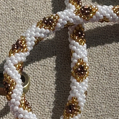 Cordon de Téléphone en Perles de verre – unique, tendance et  responsable  #A31 blanc, doré et bronze