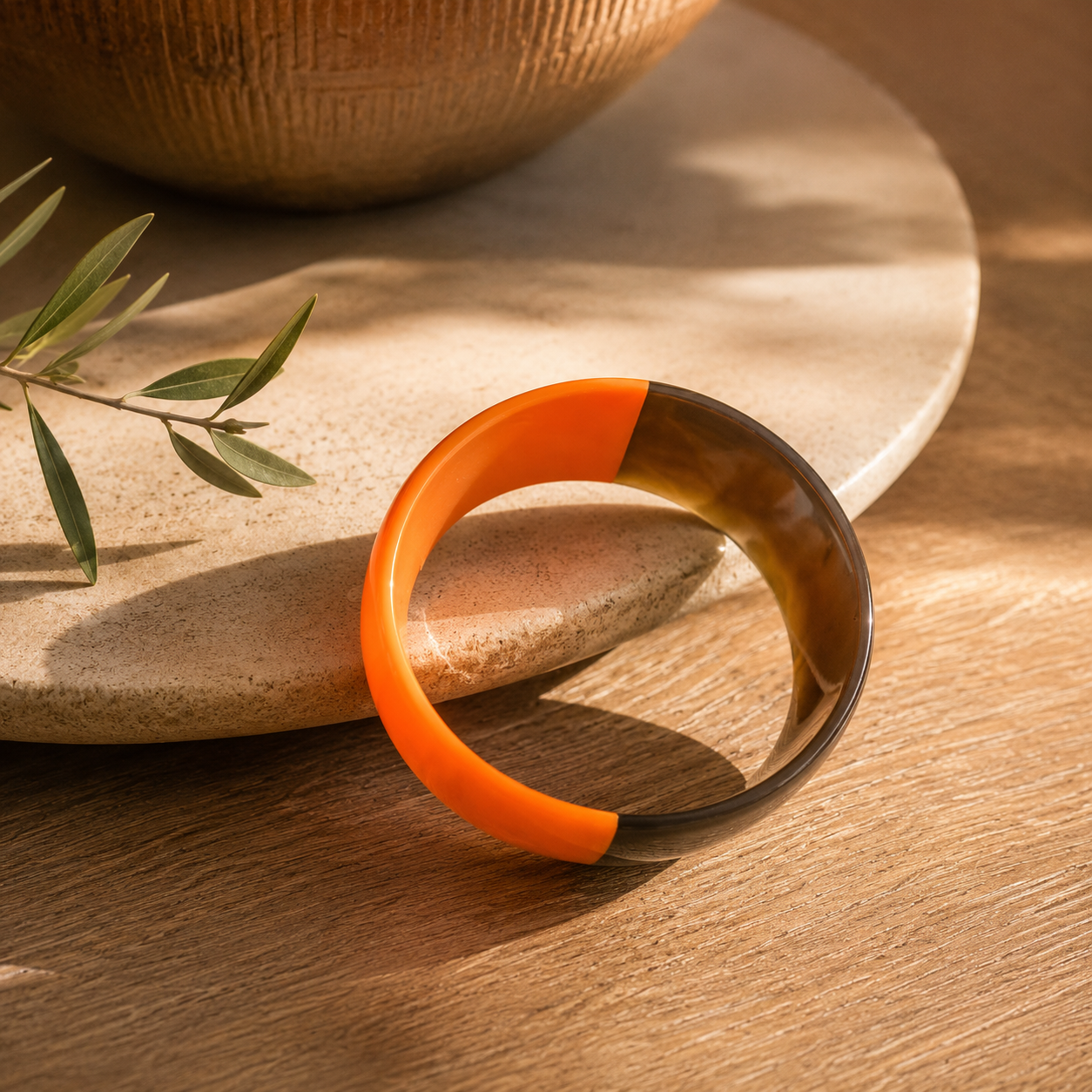 Manchette  duo orange néon - Trésors de Ava