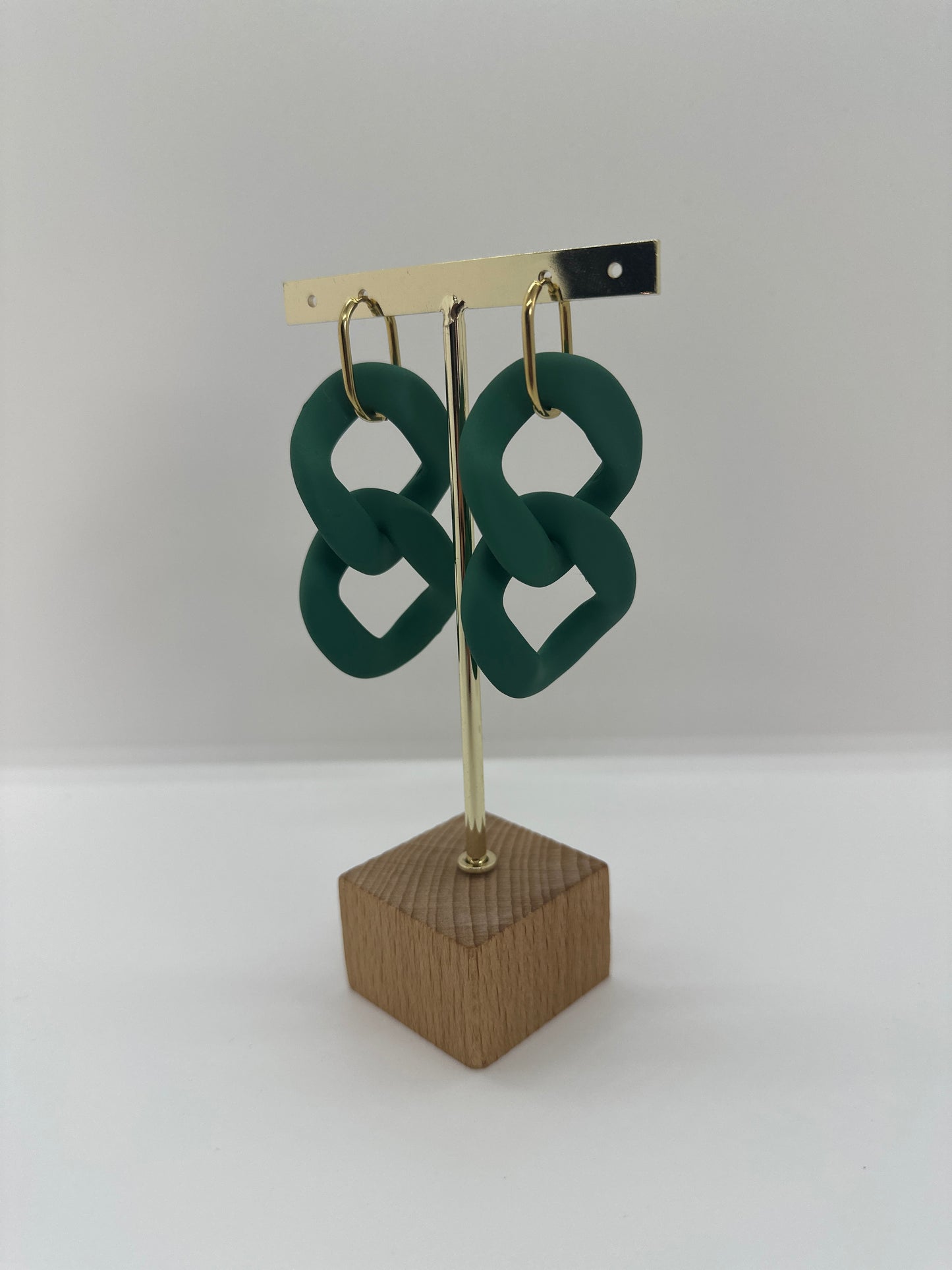 Boucles d'oreilles maillon XL Vert Sapin