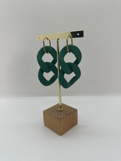 Boucles d'oreilles maillon XL Vert Sapin