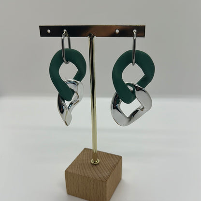 Boucles d'oreilles maillon XL Vert Sapin