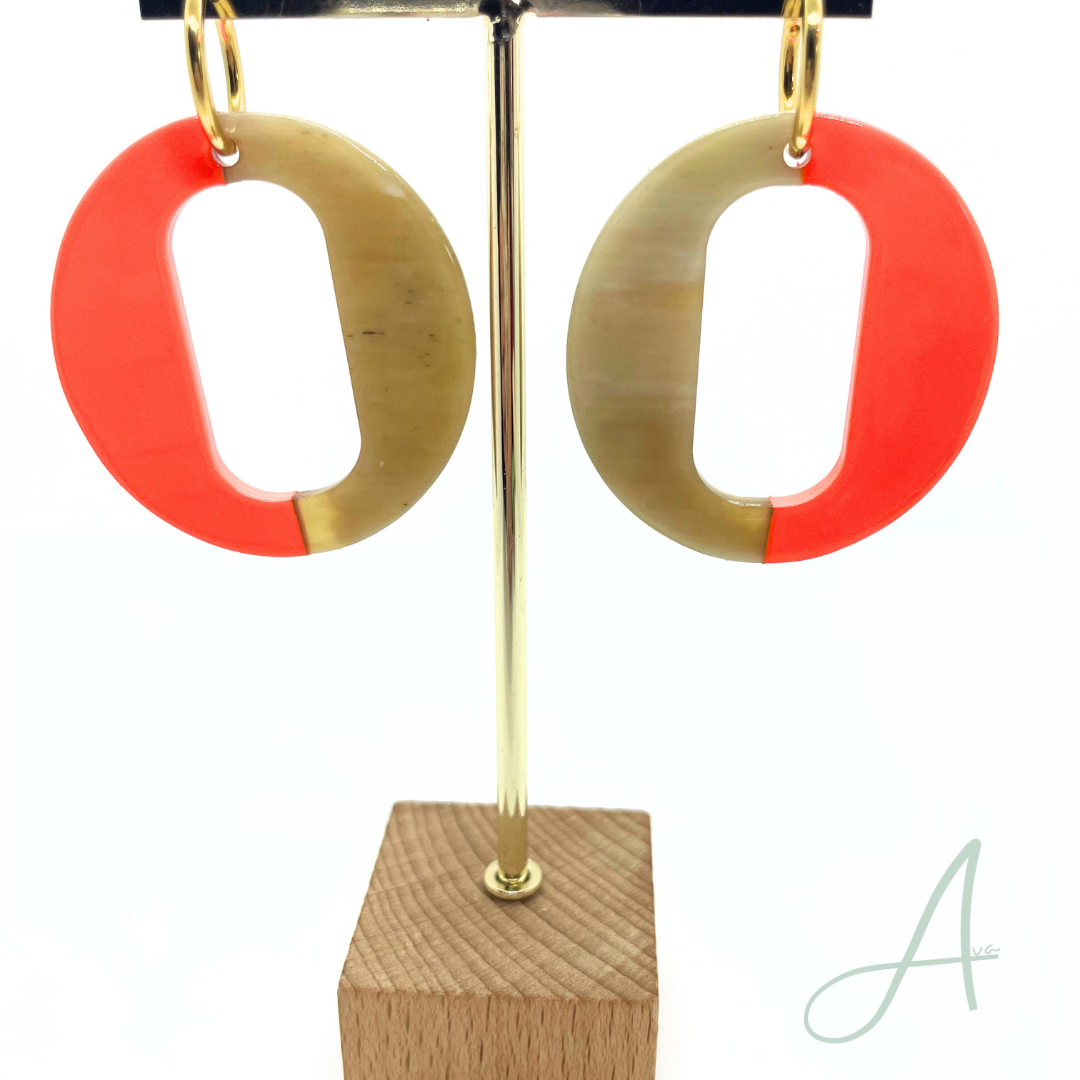 Boucles d'oreilles vietnamiennes Signature Orange Fluo