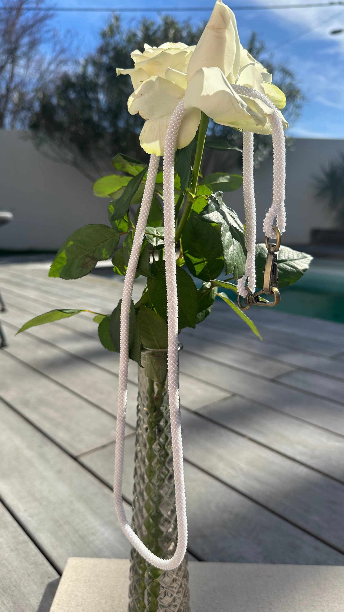 Cordon de Téléphone en Perles de verre – unique, tendance et  responsable  #A22 uni blanc