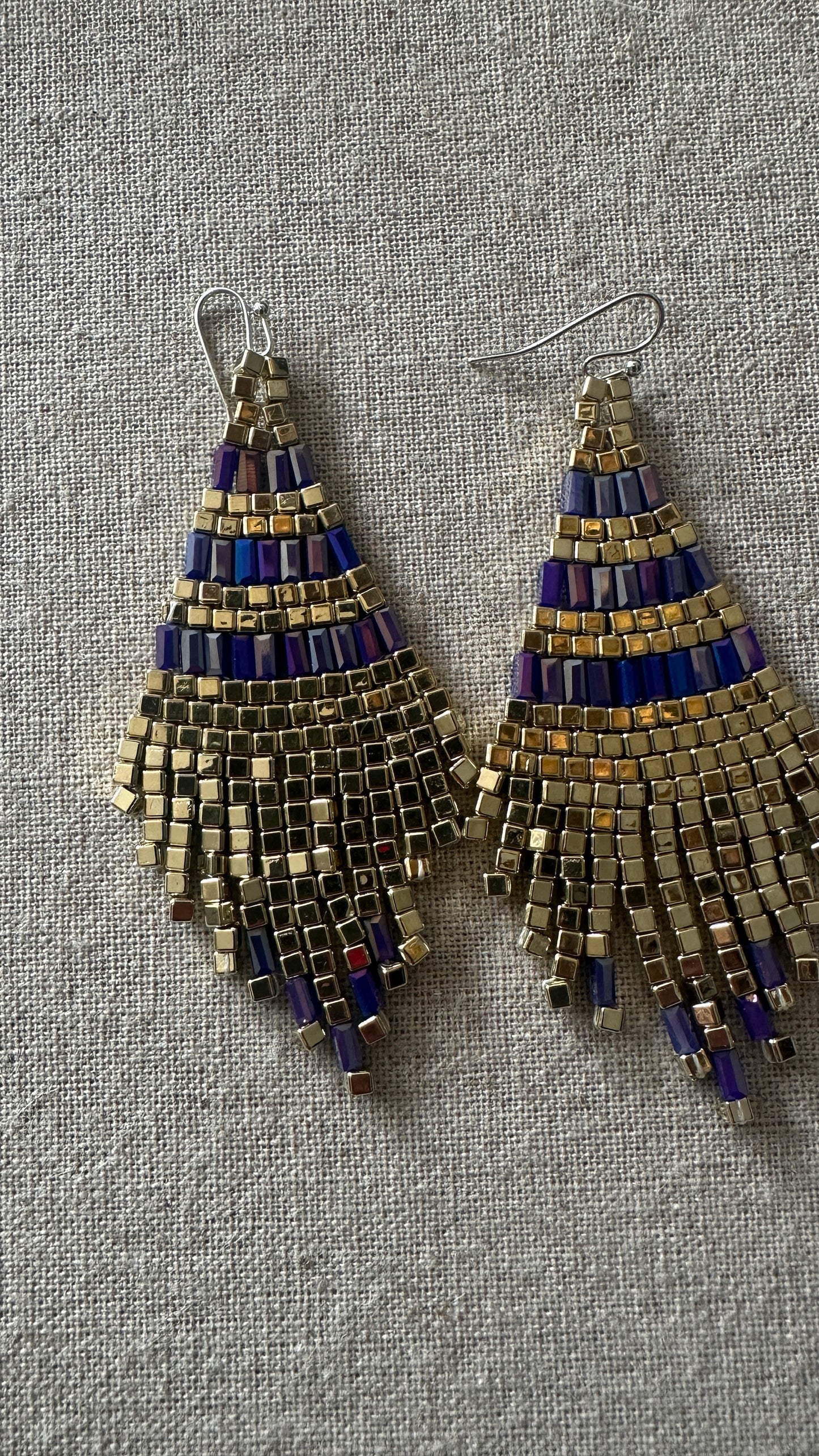 Boucles d'oreilles indiennes PERLAIA dorées et bleues
