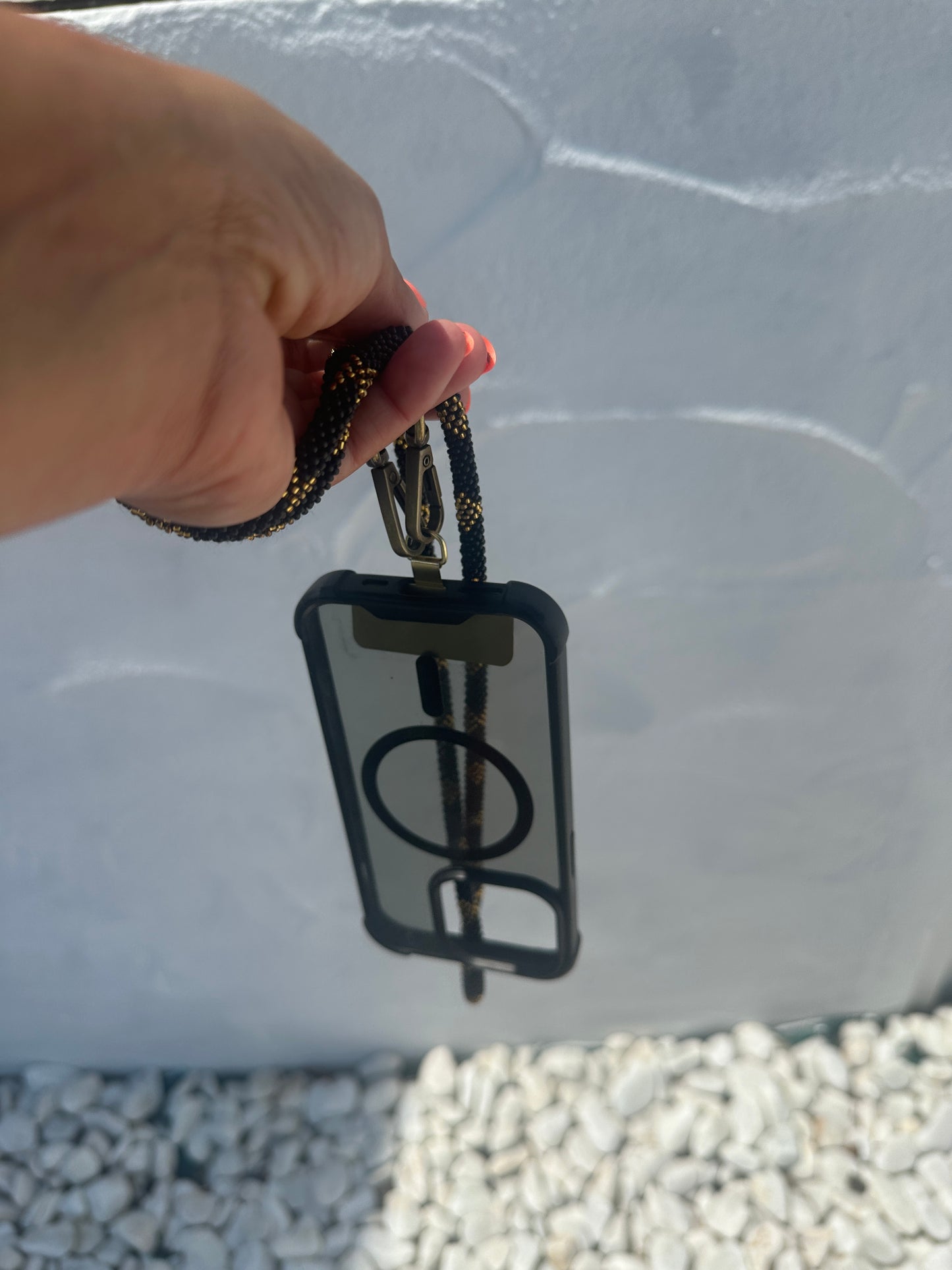 Cordon de Téléphone en Perles de verre – unique, tendance et  responsable  #A37 doré et noir