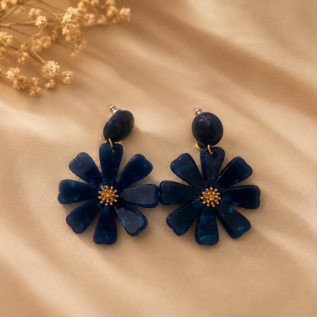 Dalhia – Boucles d’oreilles fleurs en acétate - 3 coloris naturels