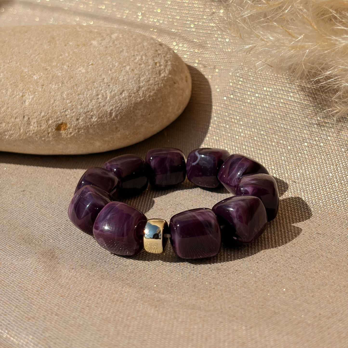 Bracelet élastique Ice gold Violet