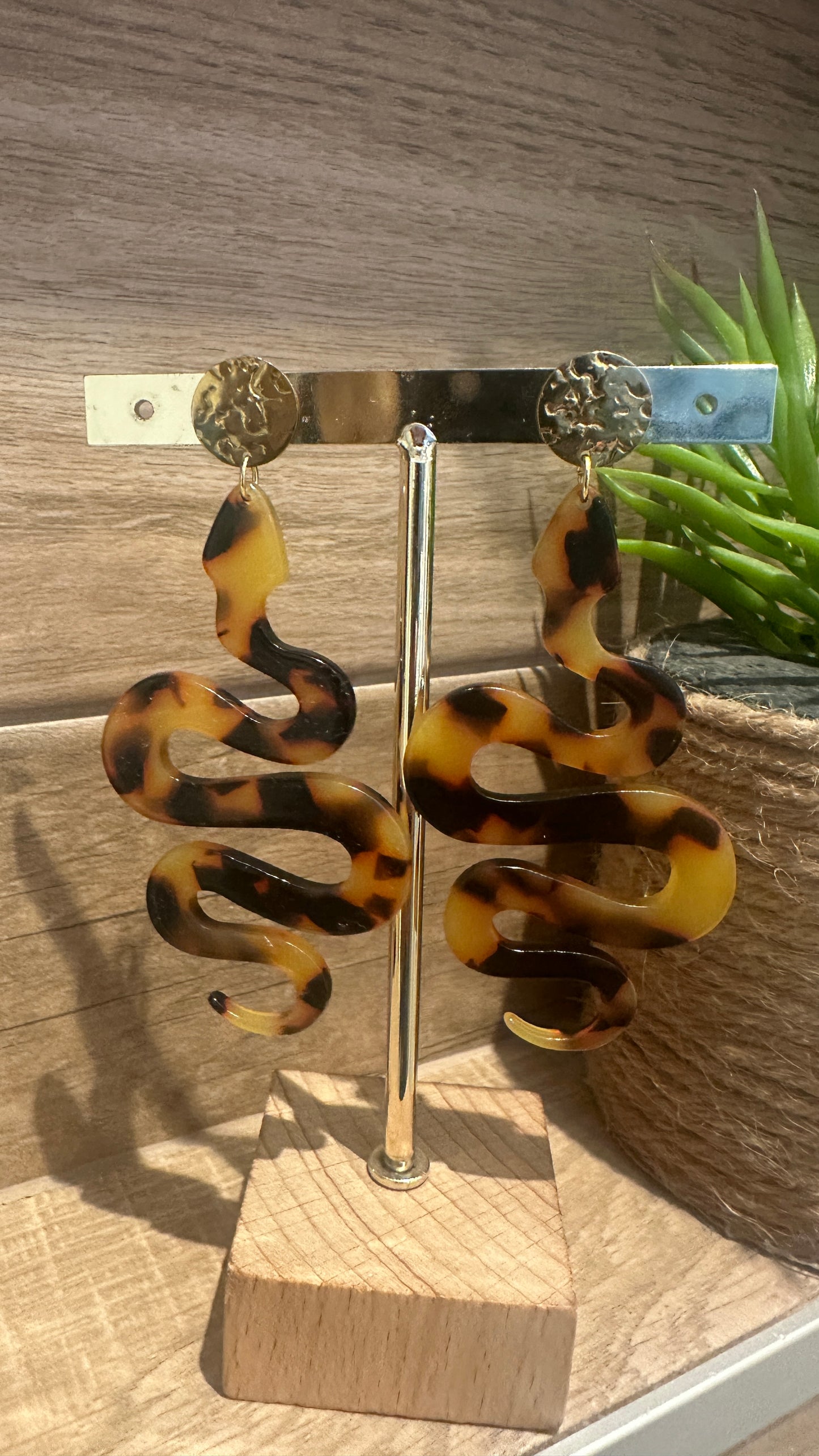 Boucles d’oreilles en acétate - Modèle Serpent imprimé Léopard