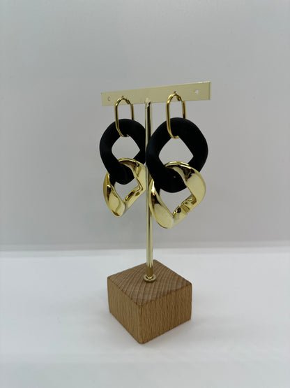 Boucles d'oreilles maillon XL Noir