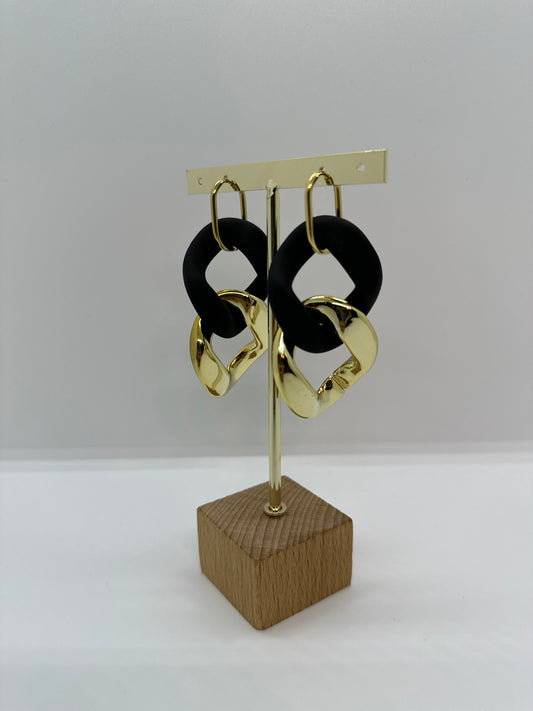 Boucles d'oreilles maillon XL Noir