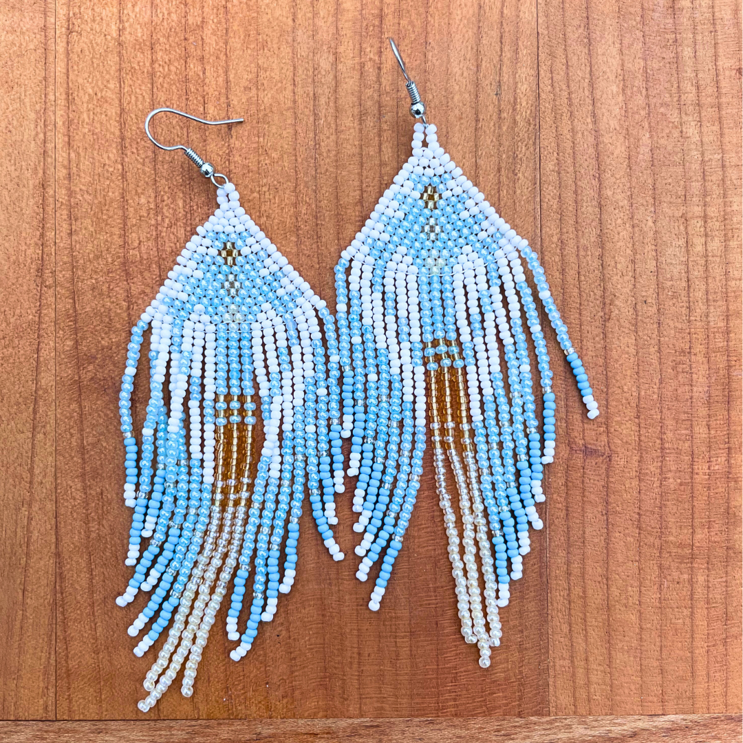 Boucles d'oreilles indiennes AMARA bleues ciel