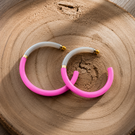 Créoles Cléo – Corne naturelle – 6 cm-Summer - Trésors de Ava