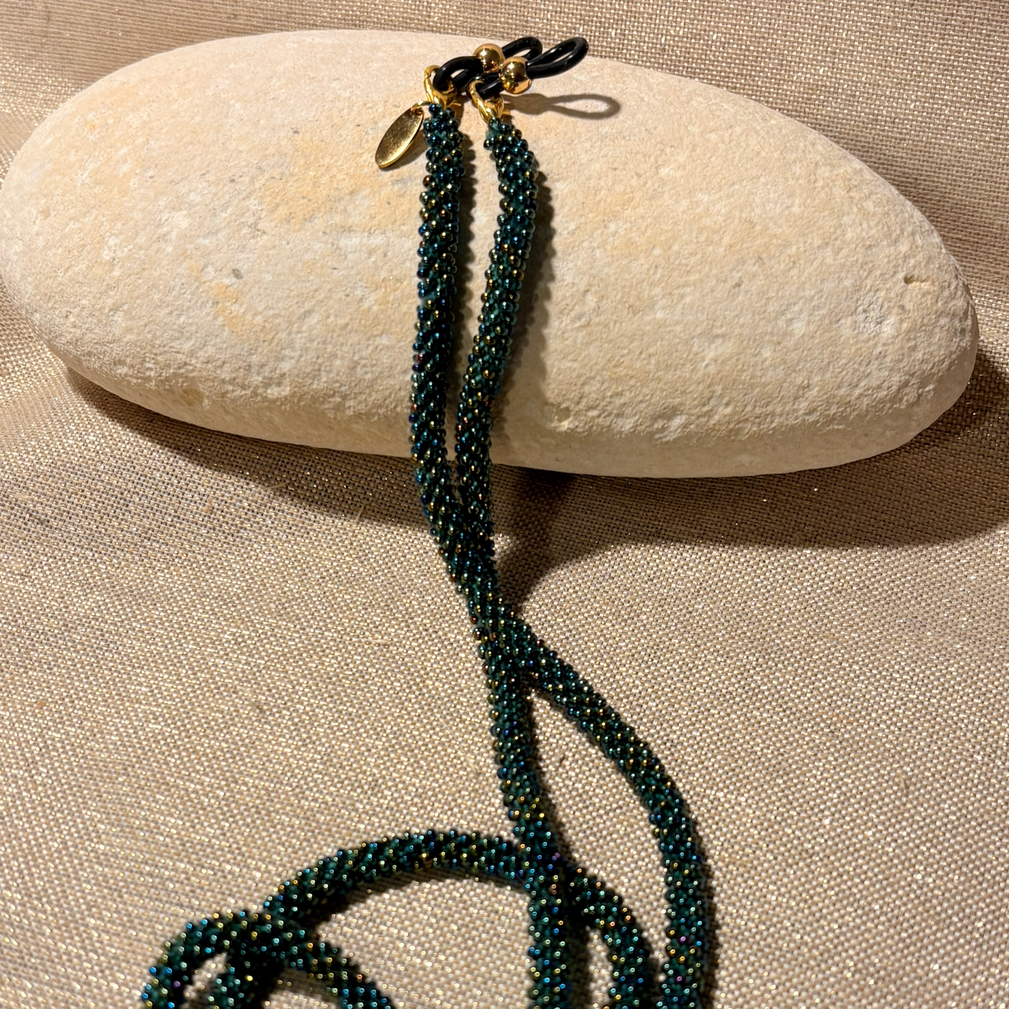 Cordon à lunettes – tissage artisanal du Népal vert intemporel