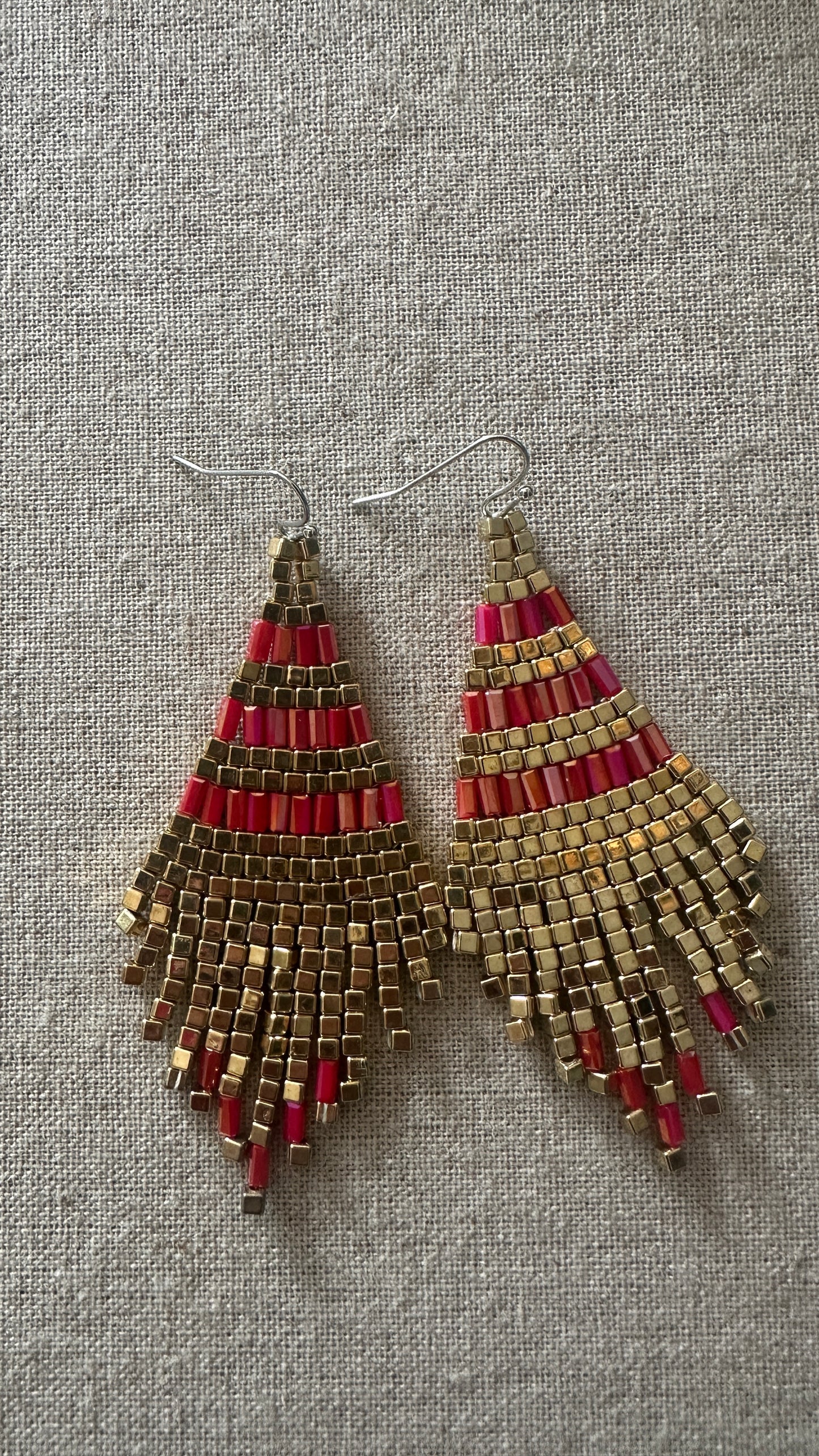Boucles d'oreilles indiennes PERLAIA dorées et rouge