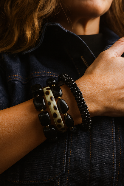 Bracelet Stone noir et  doré