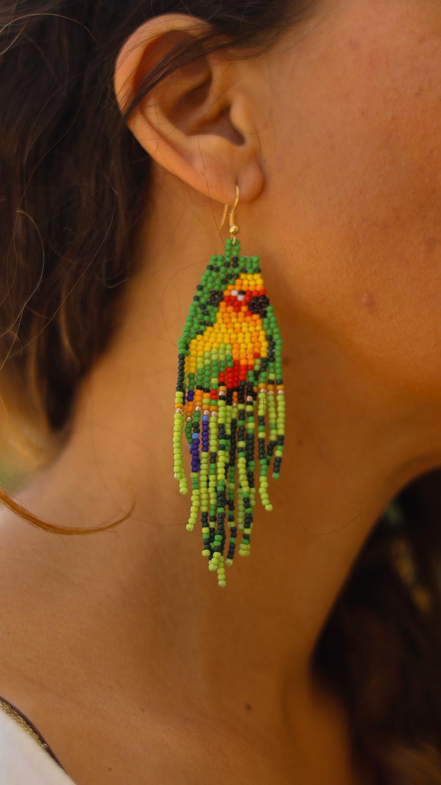 Boucles d'oreilles indiennes ANAYA style amérindien perroquet