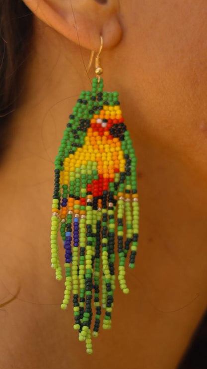 Boucles d'oreilles indiennes ANAYA style amérindien perroquet