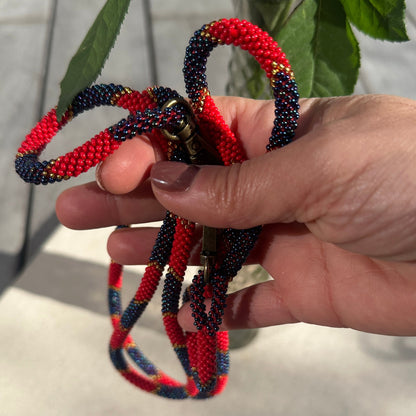 Cordon de Téléphone en Perles de verre – unique, tendance et  responsable  #A42 bleu rouge et doré