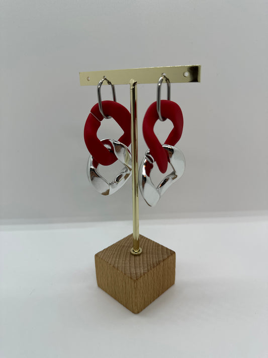 Boucles d'oreilles maillon XL Rouge