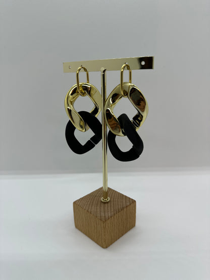 Boucles d'oreilles maillon XL Noir