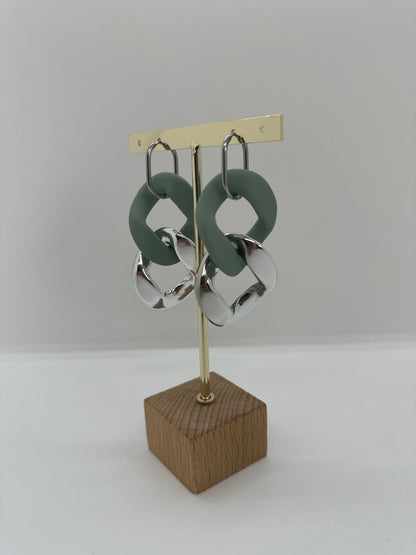 Boucles d'oreilles maillon XL Vert Amande