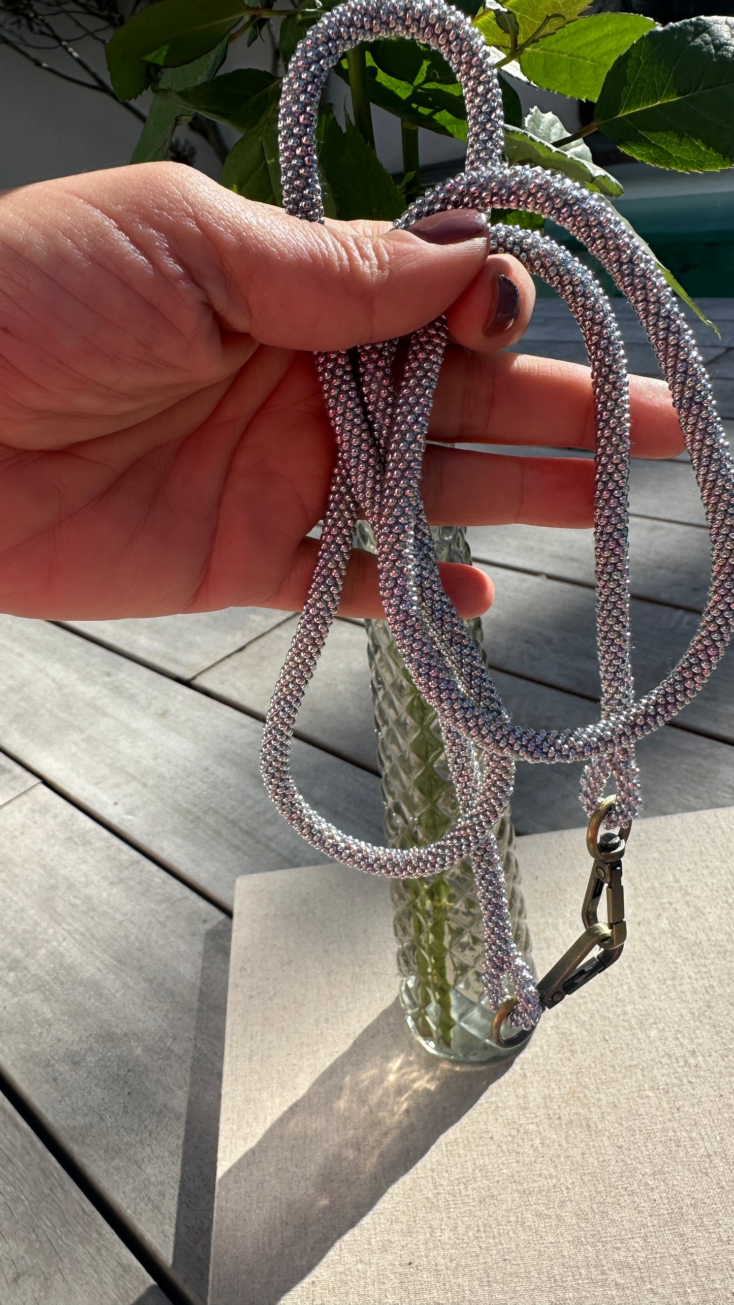 Cordon de Téléphone en Perles de verre – unique, tendance et  responsable  #A23 gris argenté